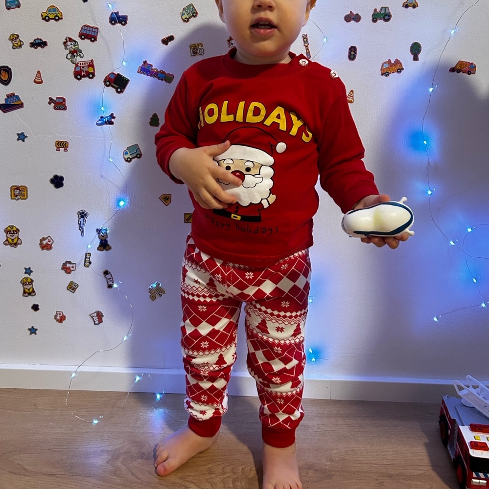 Christmas Kids Cotton Set, Long Sleeve Tops & Pants
